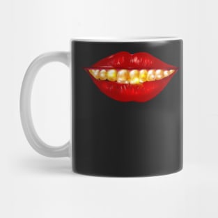 Smiling red lips and gold teeth Mug